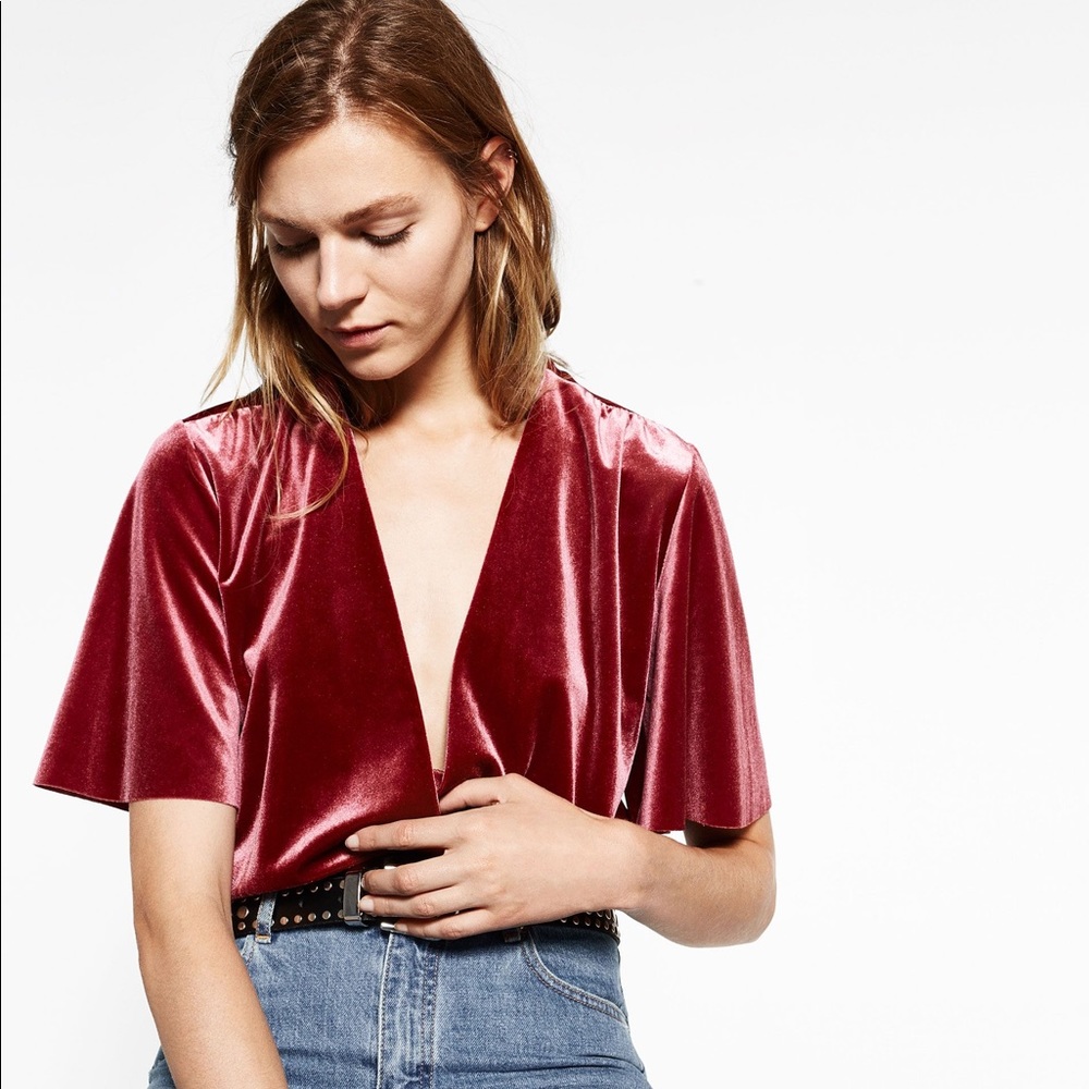 Zara Red Velvet Bodysuit